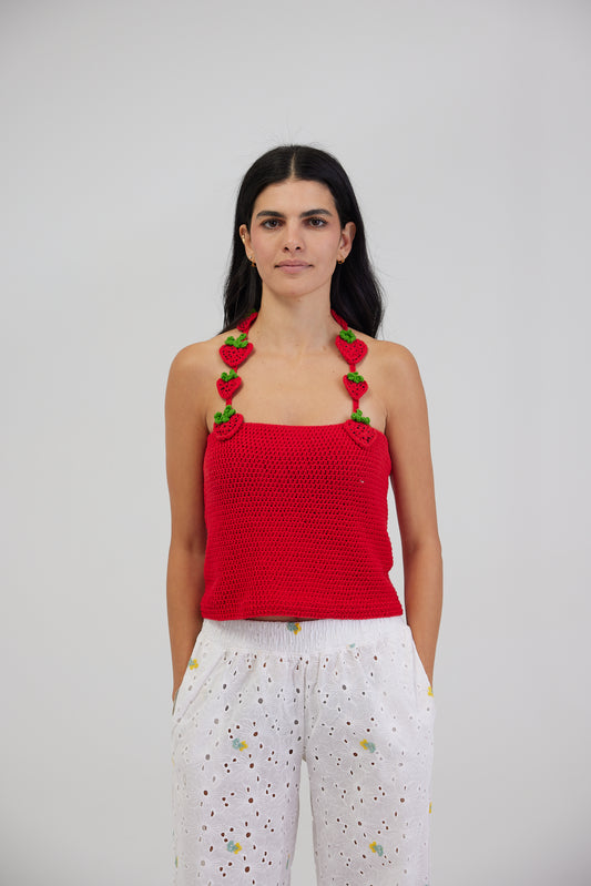 STRAWBERRY FIELDS CROCHET TOP