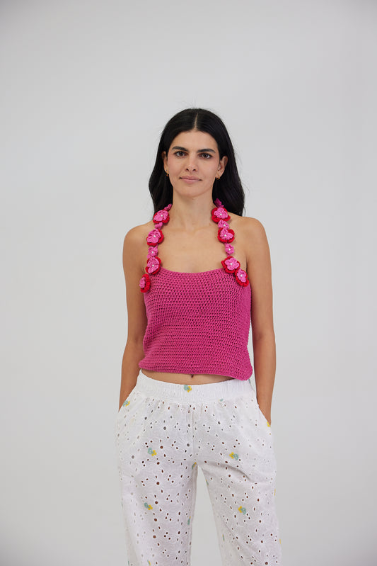 FUCHSIA BOUQUET CROCHET TOP