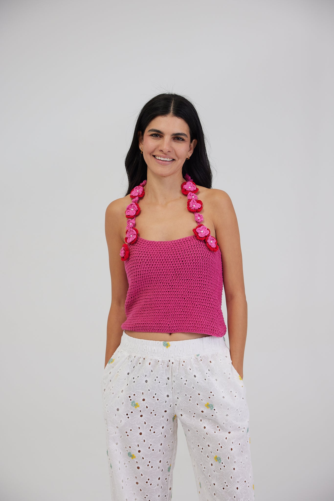 FUCHSIA BOUQUET CROCHET TOP